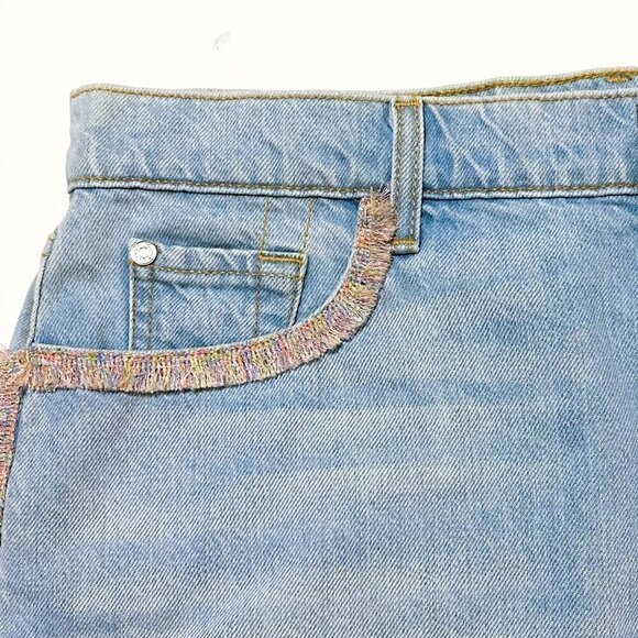 7 For All Mankind Fringed Denim Mini Skirt, Size 32 (jean sizing), New with tag - Picture 10 of 16